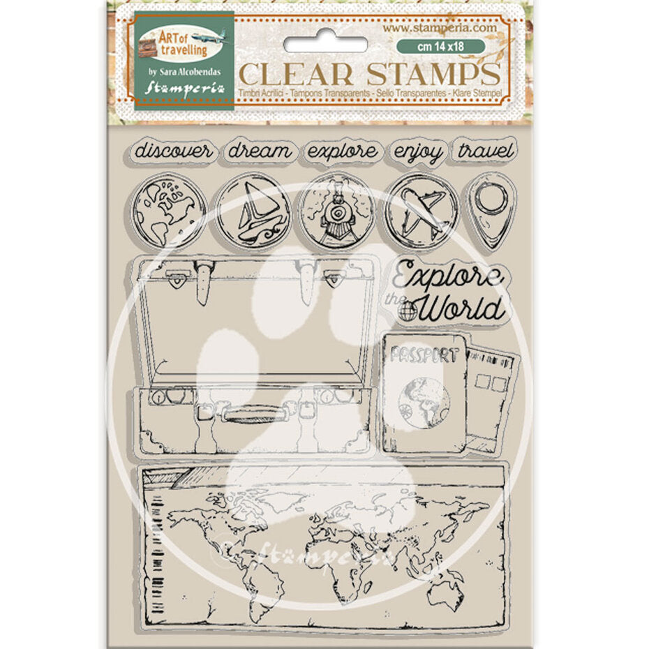 Stamperia - A5 - Clear Stamp Set - Art of Traveling