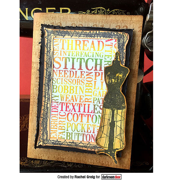 Darkroom Door - Word Block - Stitch - Red Rubber Cling Stamps