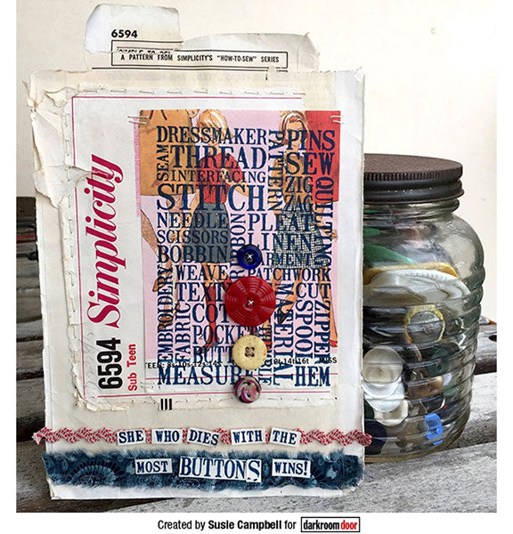 Darkroom Door - Word Block - Stitch - Red Rubber Cling Stamps