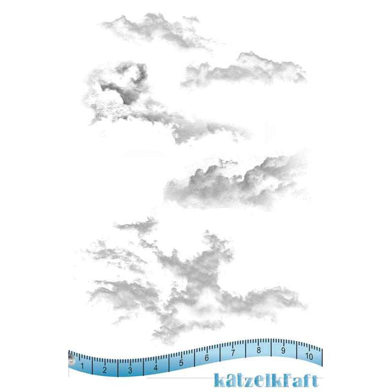 Katzelkraft - A6 - KTZ150 - Unmounted Red Rubber Stamp - Clouds - Nuages